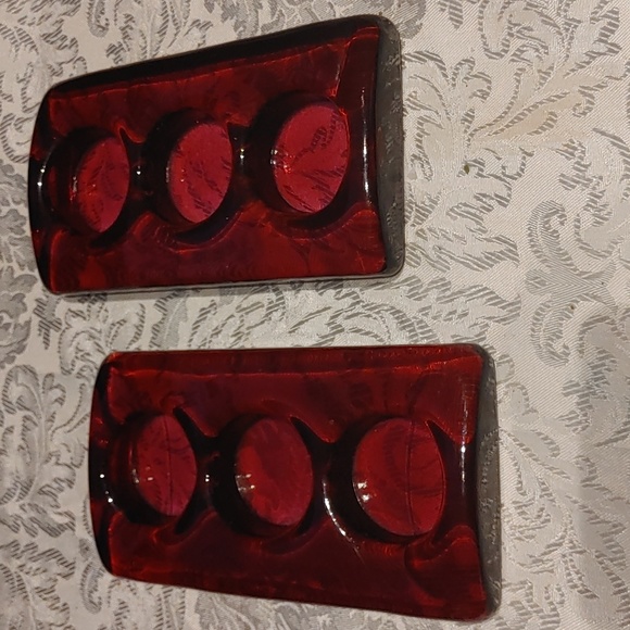 Heavy Red Candle Holders - Picture 1 of 4